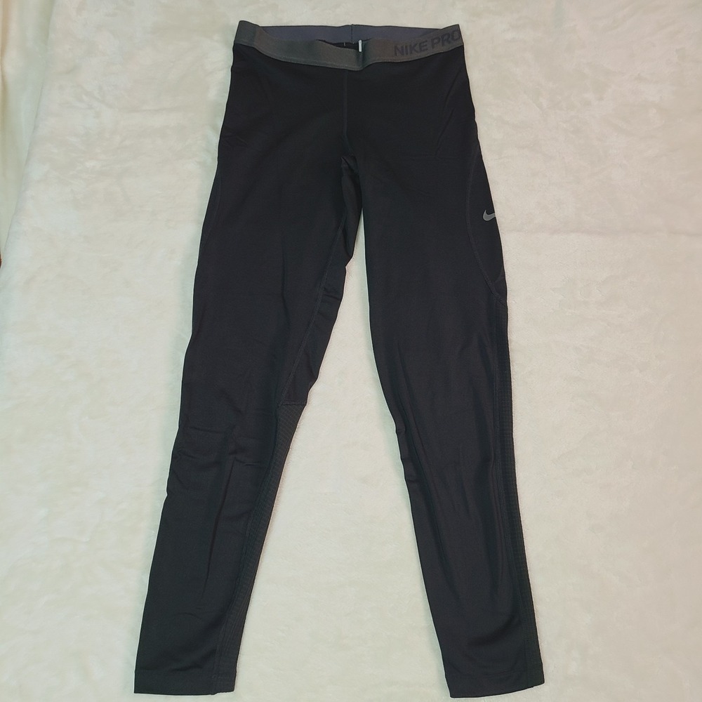 Nike Women's Pro Warm Mid-Rise Black Training Tights (932078-010) Size Large